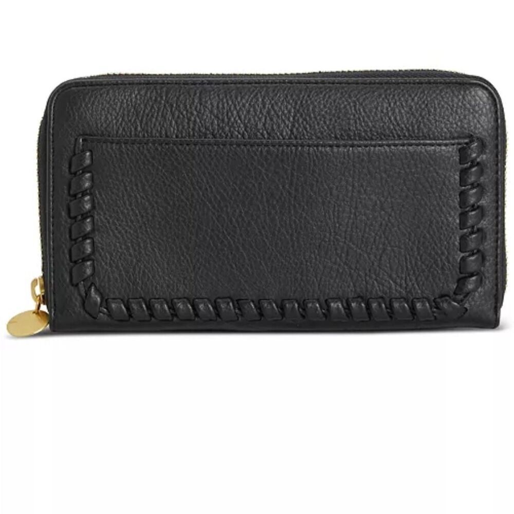 Style & Co Whip-Stitch Zip Wallet Women's Black Inner Compartments Zip Closure